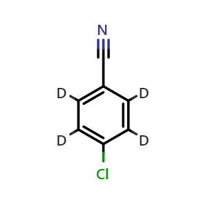 Chemical structure of 4-chloro-2,3,5,6-tetradeuterio-benzonitrile , CAS 1219794-82-7, AChemBlock X182150