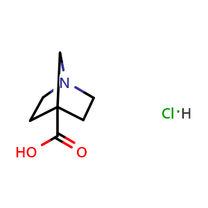 Chemical structure of 1-azabicyclo[2.2.1]heptane-4-carboxylic acid hydrochloride , CAS 119102-95-3, AChemBlock X182163