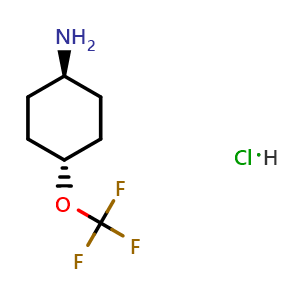 Chemical structure of cis-4-(trifluoromethoxy)cyclohexanamine hydrochloride , CAS 2376143-29-0, AChemBlock X182167