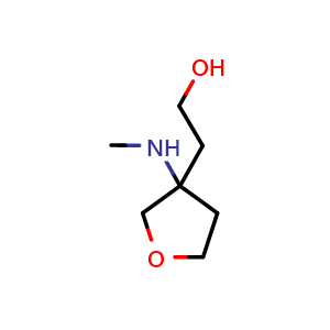 Chemical structure of 2-[3-(methylamino)tetrahydrofuran-3-yl]ethanol , CAS 1483148-89-5, AChemBlock X182178