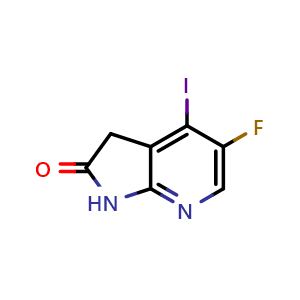 Chemical structure of 5-fluoro-4-iodo-1,3-dihydropyrrolo[2,3-b]pyridin-2-one , CAS 2940963-40-4, AChemBlock X182188