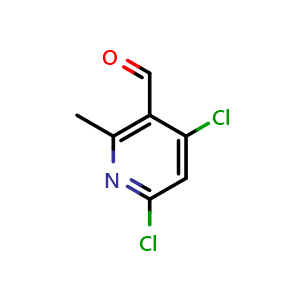 Chemical structure of 4,6-dichloro-2-methyl-pyridine-3-carbaldehyde , CAS 1589540-62-4, AChemBlock X182190