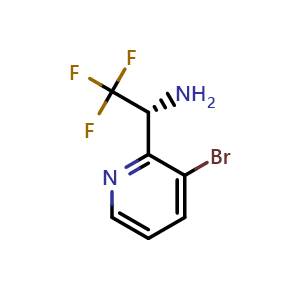 Chemical structure of (R)-1-(3-bromopyridin-2-yl)-2,2,2-trifluoroethan-1-amine , CAS 1213066-11-5, AChemBlock X182193
