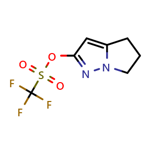 Chemical structure of 5,6-dihydro-4H-pyrrolo[1,2-b]pyrazol-2-yl trifluoromethanesulfonate , CAS 2648291-69-2, AChemBlock X182201