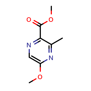 Chemical structure of methyl 5-methoxy-3-methyl-pyrazine-2-carboxylate , CAS 1262860-63-8, AChemBlock X182211