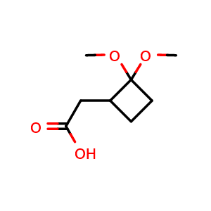 Chemical structure of 2-(2,2-dimethoxycyclobutyl)acetic acid , CAS 2150886-21-6, AChemBlock X182223