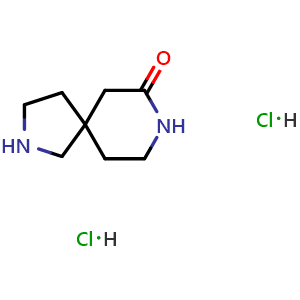 Chemical structure of 2,8-Diazaspiro[4.5]decan-7-one dihydrochloride , CAS 2866335-57-9, AChemBlock X182226