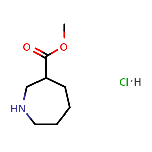 Chemical structure of methyl azepane-3-carboxylate hydrochloride , CAS 198959-48-7, AChemBlock X182229