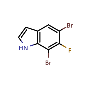 Chemical structure of 5,7-Dibromo-6-fluoro-1H-indole , CAS 2891599-46-3, AChemBlock X182234