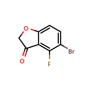 Chemical structure of 5-bromo-4-fluoro-benzofuran-3-one , CAS 1344896-30-5, AChemBlock X182236