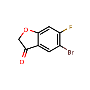 Chemical structure of 5-bromo-6-fluoro-benzofuran-3-one , CAS 1260007-95-1, AChemBlock X182237