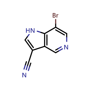 Chemical structure of 7-Bromo-5-azaindole-3-carbonitrile , CAS 1260387-11-8, AChemBlock X182238