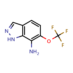 Chemical structure of 6-(trifluoromethoxy)-1H-indazol-7-amine , CAS 2891602-15-4, AChemBlock X182246