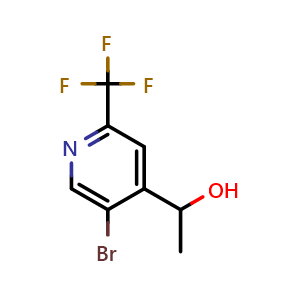 Chemical structure of 1-[5-bromo-2-(trifluoromethyl)-4-pyridyl]ethanol , CAS 2169343-79-5, AChemBlock X182249