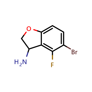 Chemical structure of 5-bromo-4-fluoro-2,3-dihydrobenzofuran-3-amine , CAS 1822780-77-7, AChemBlock X182252