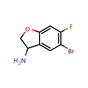 Chemical structure of 5-bromo-6-fluoro-2,3-dihydrobenzofuran-3-amine , CAS 1273612-02-4, AChemBlock X182253