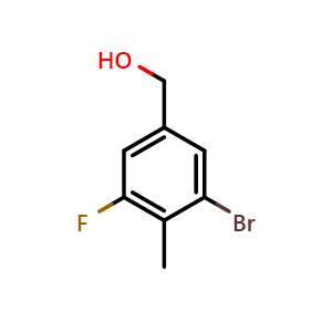 Chemical structure of (3-bromo-5-fluoro-4-methyl-phenyl)methanol , CAS 1785040-00-7, AChemBlock X182257