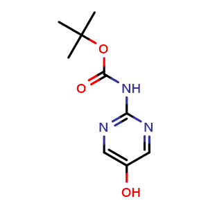 Chemical structure of tert-butyl N-(5-hydroxypyrimidin-2-yl)carbamate , CAS 1951444-51-1, AChemBlock X182272