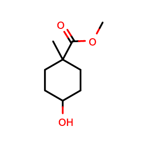 Chemical structure of methyl 4-hydroxy-1-methyl-cyclohexanecarboxylate , CAS 37480-42-5, AChemBlock X182279