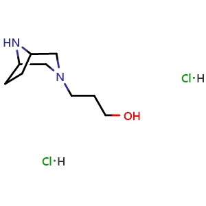 Chemical structure of 3-(3,8-diazabicyclo[3.2.1]octan-3-yl)propan-1-ol dihydrochloride , CAS 2940953-04-6, AChemBlock X182289