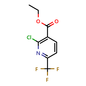Chemical structure of ethyl 2-chloro-6-(trifluoromethyl)pyridine-3-carboxylate , CAS 1214346-14-1, AChemBlock X182298