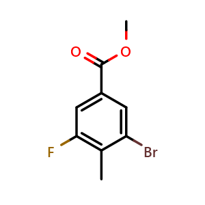 Chemical structure of methyl 3-bromo-5-fluoro-4-methylbenzoate , CAS 1533932-57-8, AChemBlock X182303