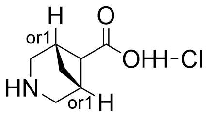 Chemical structure of exo-3-azabicyclo[3.1.1]heptane-6-carboxylicacid hydrochloride , CAS 2940866-19-1, AChemBlock X182404