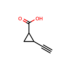 Chemical structure of 2-ethynylcyclopropanecarboxylic acid , CAS 65131-31-9, AChemBlock X182433