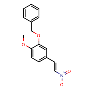 Chemical structure of 1-Methoxy-4-(2-nitroethenyl)-2-(phenylmethoxy)benzene , CAS 55507-05-6, AChemBlock X182447