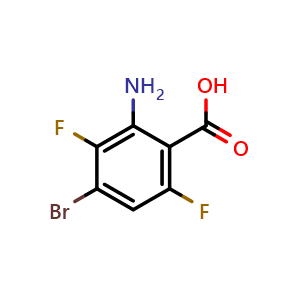 Chemical structure of 2-amino-4-bromo-3,6-difluoro-benzoic acid , CAS 1698535-33-9, AChemBlock X182449