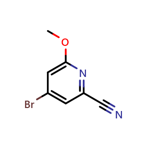 Chemical structure of 4-Bromo-6-methoxypicolinonitrile , CAS 1807164-93-7, AChemBlock X182465
