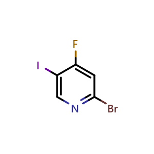 Chemical structure of 2-bromo-4-fluoro-5-iodo-pyridine , CAS 1807008-60-1, AChemBlock X182467