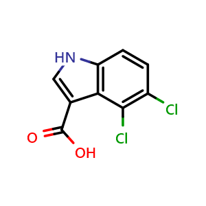 Chemical structure of 4,5-Dichloroindole-3-carboxylic Acid , CAS 2090572-71-5, AChemBlock X182495