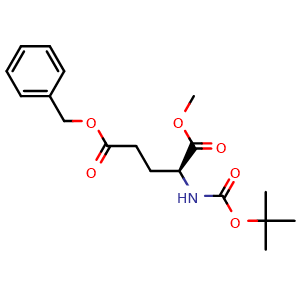 Chemical structure of 5-Benzyl 1-Methyl (S)-2-(Boc-amino)pentanedioate , CAS 59279-58-2, AChemBlock X182499