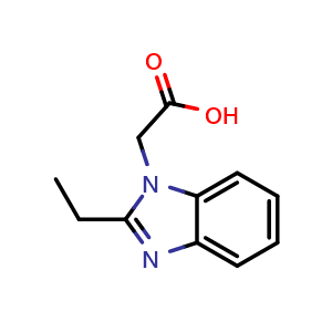 Chemical structure of 2-Ethyl-1H-benzimidazole-1-acetic Acid , CAS 54980-96-0, AChemBlock X182501