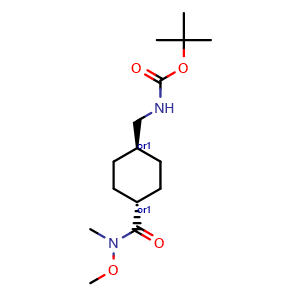 Chemical structure of trans-4-[(Boc-amino)methyl]-N-methoxy-N-methylcyclohexanecarboxamide , CAS 248953-91-5, AChemBlock X182505