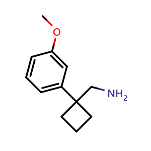 Chemical structure of 1-(3-Methoxyphenyl)cyclobutanemethanamine , CAS 92902-95-9, AChemBlock X182507