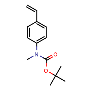 Chemical structure of N-Boc-N-methyl-4-vinylaniline , CAS 937183-61-4, AChemBlock X182513