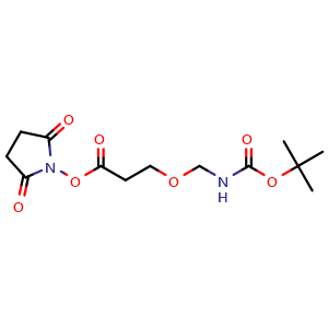 Chemical structure of 2,5-Dioxo-1-pyrrolidinyl 3-[(Boc-amino)methoxy]propanoate , CAS 2918780-03-5, AChemBlock X182523