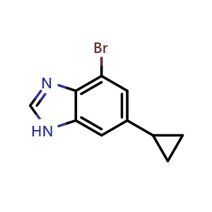 Chemical structure of 4-Bromo-6-cyclopropylbenzimidazole , CAS 2918780-05-7, AChemBlock X182541
