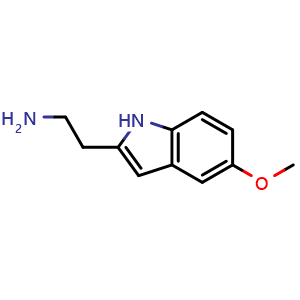 Chemical structure of 2-(5-Methoxy-2-indolyl)ethanamine , CAS 69732-61-2, AChemBlock X182545