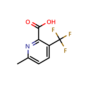 Chemical structure of 6-Methyl-3-(trifluoromethyl)pyridine-2-carboxylic Acid , CAS 1211516-54-9, AChemBlock X182548