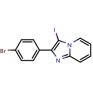 Chemical structure of 2-(4-Bromophenyl)-3-iodoimidazo[1,2-a]pyridine , CAS 1027074-50-5, AChemBlock X182559