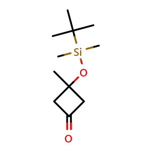 Chemical structure of 3-[(tert-Butyldimethylsilyl)oxy]-3-methylcyclobutanone , CAS 1798337-01-5, AChemBlock X182576