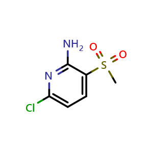 Chemical structure of 2-Amino-6-chloro-3-(methylsulfonyl)pyridine , CAS 2918778-97-7, AChemBlock X182577