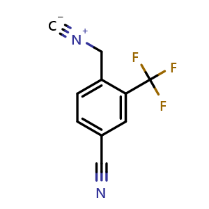 Chemical structure of 4-(Isocyanomethyl)-3-(trifluoromethyl)benzonitrile , AChemBlock X182581