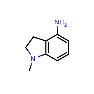 Chemical structure of 1-methyl-2,3-dihydro-1H-indol-4-amine , CAS 801316-05-2, AChemBlock X182596
