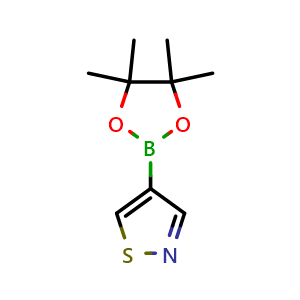 Chemical structure of 4-(4,4,5,5-tetramethyl-1,3,2-dioxaborolan-2-yl)isothiazole , CAS 1251459-71-8, AChemBlock X182612