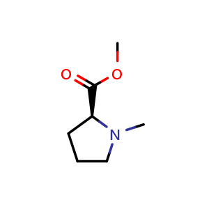 Chemical structure of methyl (2S)-1-methylpyrrolidine-2-carboxylate , CAS 27957-91-1, AChemBlock X182627