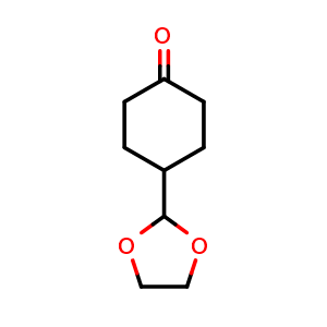 Chemical structure of 4-(1,3-dioxolan-2-yl)cyclohexanone , CAS 123762-04-9, AChemBlock X182629